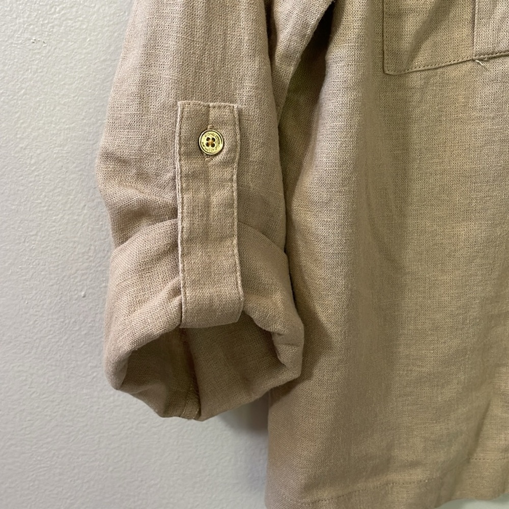 Michael Kors Linen Blend 3/4 Cuff Sleeve Blouse Sz S - Picture 9 of 12